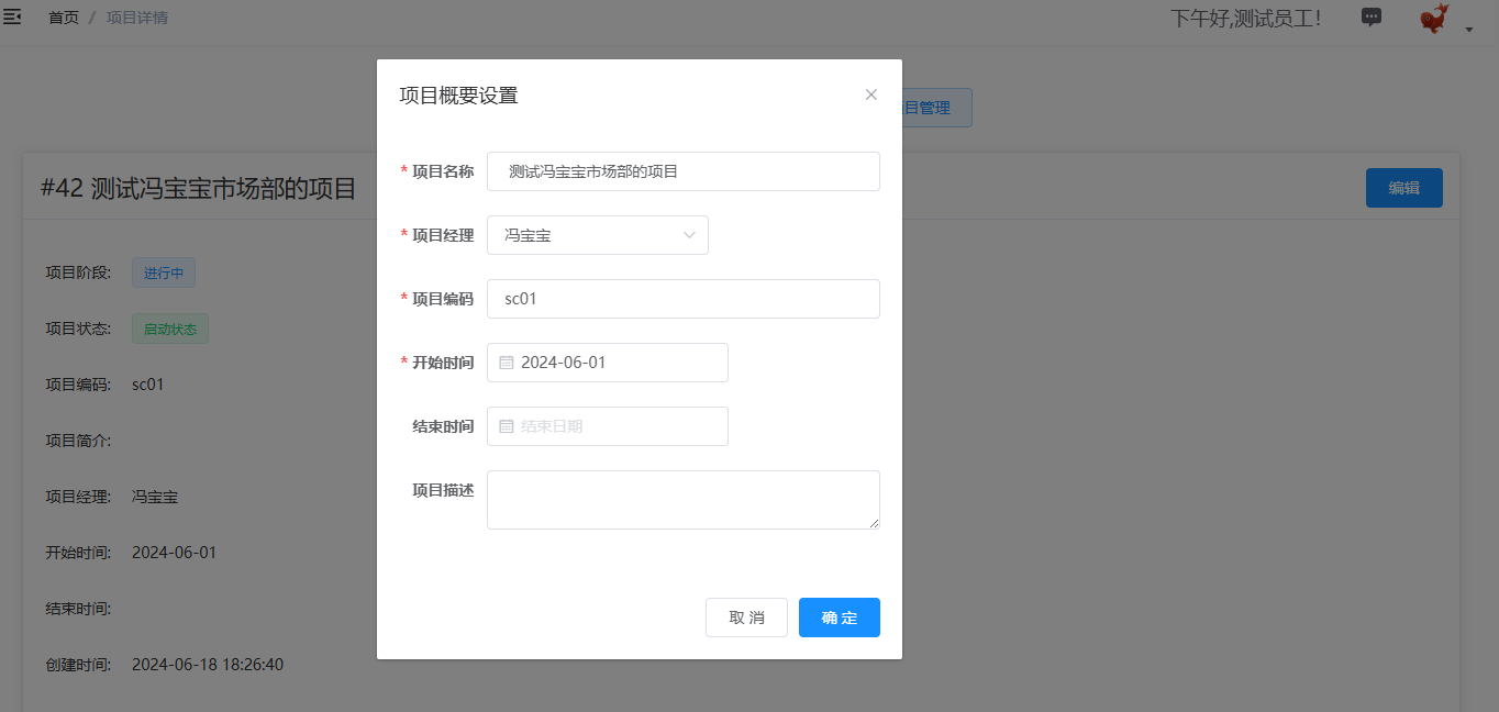 编辑项目信息